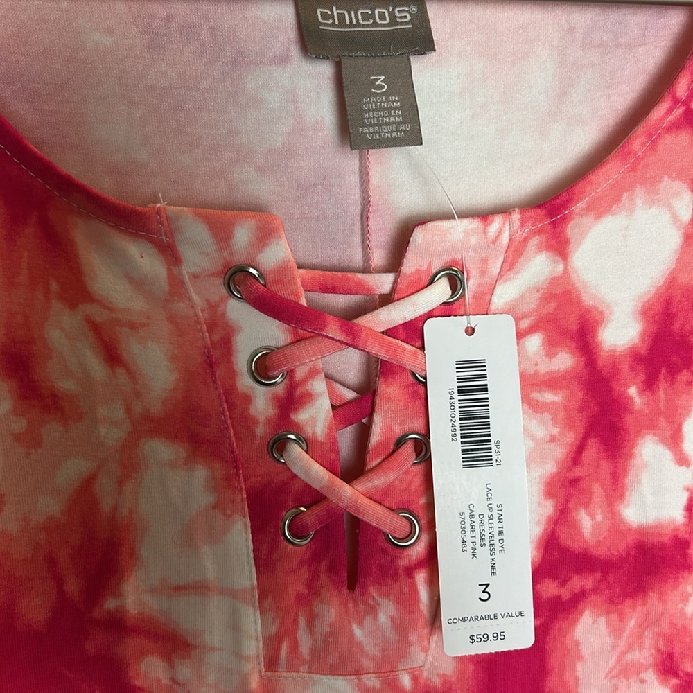 NWT Chico’s Star Tie Dye Dress in Cabaret Pink. Size 16 / XL - Picture 4 of 9